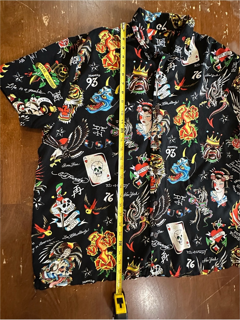 Ed Hardy Black Flashboard Camp Shirt Size XL - Picture 4 of 9